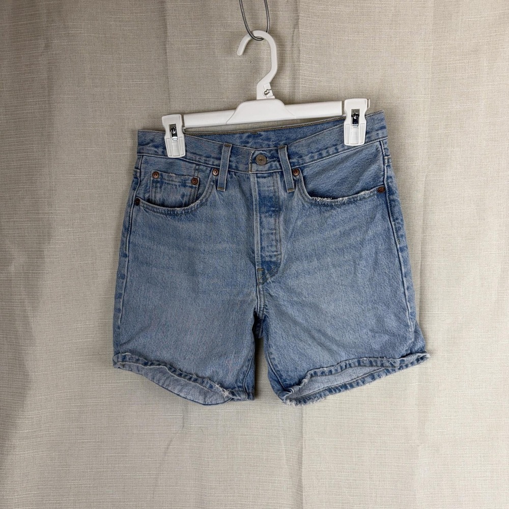 Levis 501 Shorts‎ Womens 26 Blue Denim High Rise Button Fly Cutoff 5 Pocket